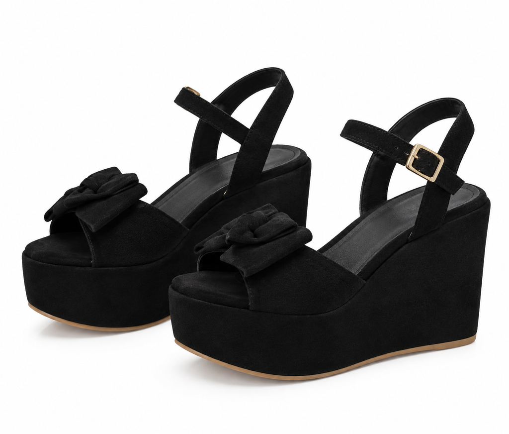 Sandalias De Plataforma Con Moño
