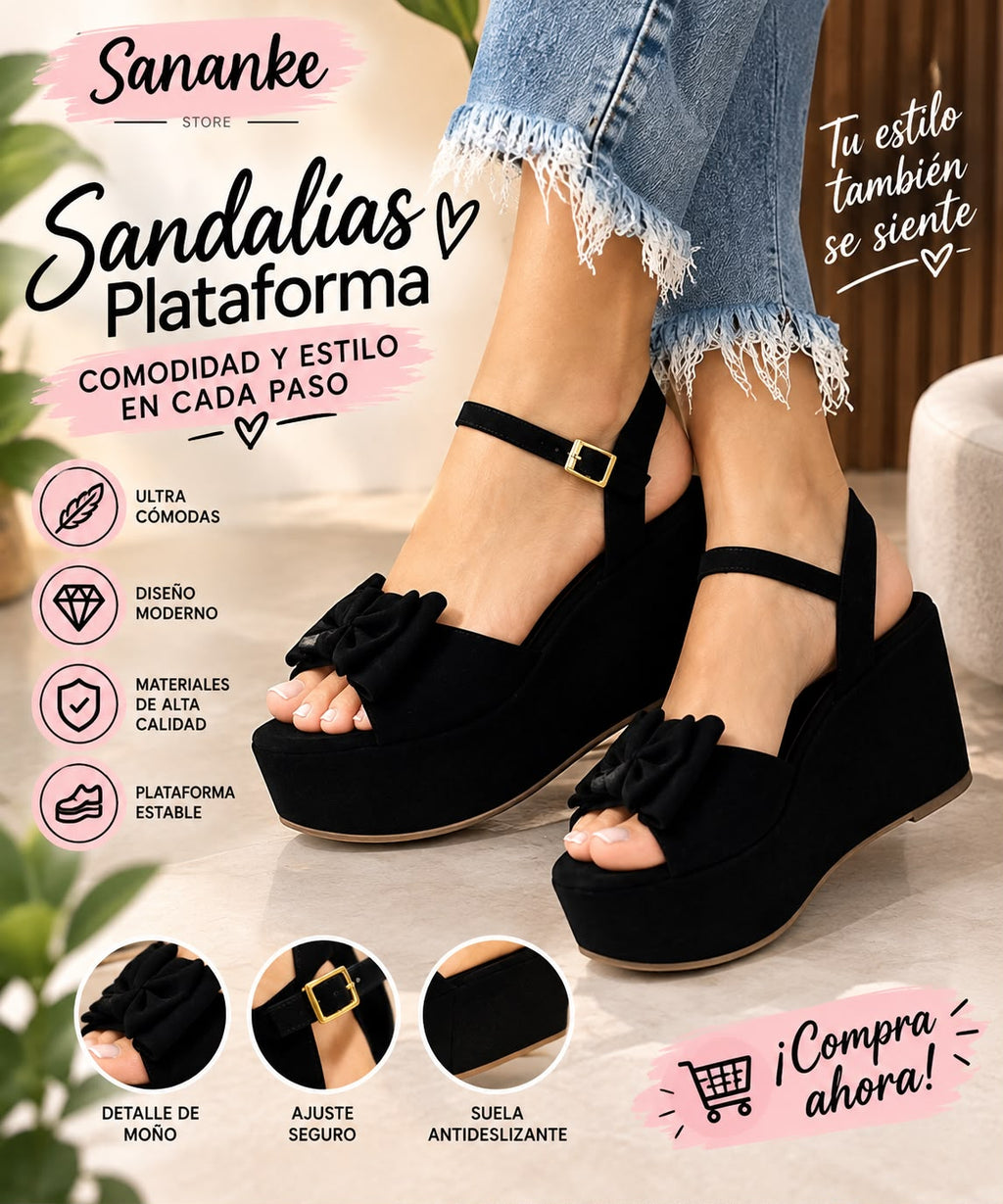 Sandalias De Plataforma Con Moño